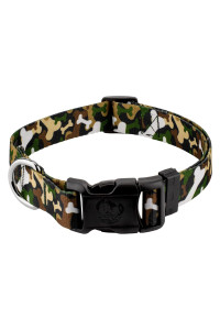 country Brook Petz - Deluxe Woodland Bone camo Dog collar - Made in The USA - camouflage collection with 16 Rugged Designs (1 Inch, Extra Large)