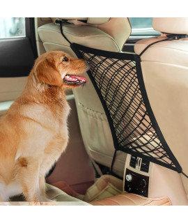 Autown Dog Car Barrier, Dog Net For Car Between Seats, Pet Net Barrier Front Seat, Car Mesh Barrier Back Seat, Universal Stretchy Car Seat Storage Mesh Net