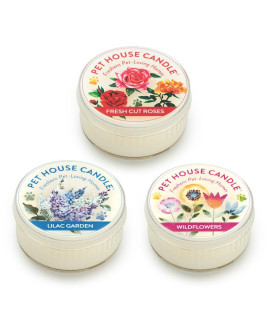 One Fur All Pet House Mini candle Set, Pack of 3 - Floral - Pet Odor Eliminator candle, Burn Time - 10-12 Hours Pet candle, Non-Toxic, Ideal for Smaller Spaces