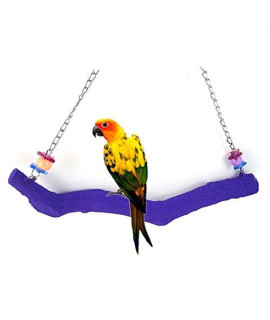 Petall Bird Parrot Swing Perch Cage Hanging Toy Scrub Wood Stand for Conures,Parakeets Cockatiels,Macaws,Finches,Love Birds (L-11.8 in)