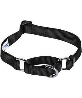 Blueberry Pet Essentials Martingale Safety Training Dog Collar, Black, Medium, Heavy Duty Nylon Adjustable Collars For Dogs