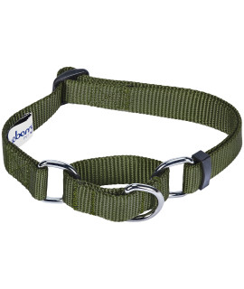 Blueberry Pet Essentials Martingale Safety Training Dog Collar, Military Green, Large, Heavy Duty Nylon Adjustable Collars For Dogs