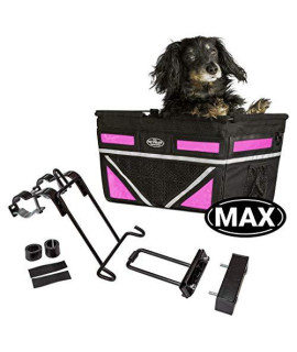TRAVELIN K9 Pet-Pilot MAX Dog Bicycle Basket Carrier | 8 Color Options for Your Bike (NEON Pink)
