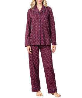 Pajamagram Women Pajamas Set - cotton Pajama Set For Women, Burgundy Foulard SM