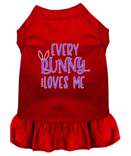 Mirage Pet Products Every Bunny Loves me Screen Print Dog Dress Red 4X (22)