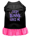 Mirage Pet Products Every Bunny Loves me Screen Print Dog Dress Black with Bright Pink XXL (18)