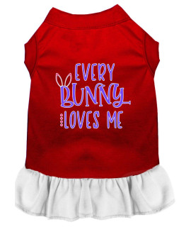 Mirage Pet Products Every Bunny Loves me Screen Print Dog Dress Red with White XXXL (20)