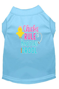 chicks Rule Screen Print Dog Shirt Baby Blue XS (8)