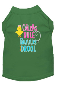 chicks Rule Screen Print Dog Shirt green XL (16)