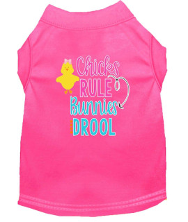 chicks Rule Screen Print Dog Shirt Bright Pink Sm (10)