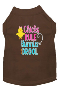 chicks Rule Screen Print Dog Shirt Brown XXXL (20)