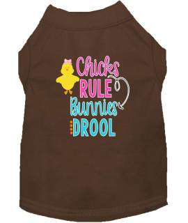 chicks Rule Screen Print Dog Shirt Brown XS (8)