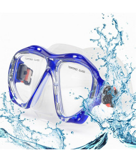 Snorkel Diving Mask, Panoramic HD Swim Mask, Anti-Fog Scuba Diving goggles, Silicone Skirt Tempered glass Dive Mask Adult Youth Swim goggles with Nose cover for Diving, Snorkeling