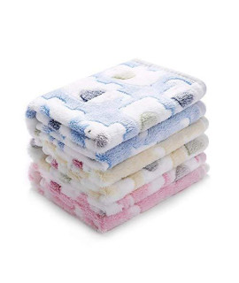 1 Pack 3 Blankets Super Soft Fluffy Premium Cute Elephant Pattern Pet Blanket Flannel Throw For Dog Puppy Cat Blue/Pink/Yellow Small(23X16 Inch)