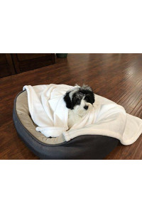 Higher Comfort Super Soft Pet Blanket for Small Dogs, Puppies, Cats & Kittens - Wagging Tail White Puppy Blanket - 30 x 40 - Great for Pet Beds and Carriers