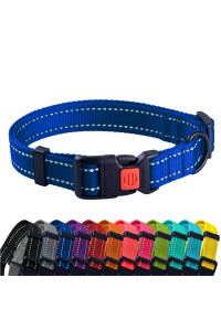 collarDirect Reflective Dog collar for a Small, Medium, Large Dog or Puppy with a Quick Release Buckle - Boy and girl - Nylon Suitable for Swimming (12-16 Inch, Blue)