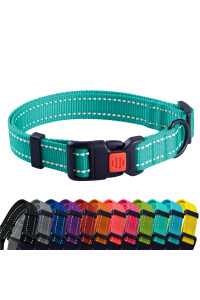 collarDirect Reflective Dog collar for a Small, Medium, Large Dog or Puppy with a Quick Release Buckle - Boy and girl - Nylon Suitable for Swimming (14-18 Inch, Mint green)