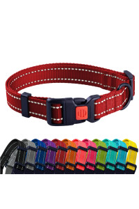 collarDirect Reflective Dog collar for a Small, Medium, Large Dog or Puppy with a Quick Release Buckle - Boy and girl - Nylon Suitable for Swimming (14-18 Inch, Red)