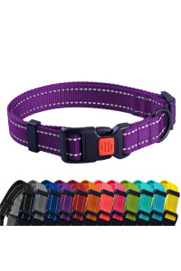 collarDirect Reflective Dog collar for a Small, Medium, Large Dog or Puppy with a Quick Release Buckle - Boy and girl - Nylon Suitable for Swimming (14-18 Inch, Purple)