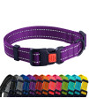 collarDirect Reflective Dog collar for a Small, Medium, Large Dog or Puppy with a Quick Release Buckle - Boy and girl - Nylon Suitable for Swimming (10-13 Inch, Purple)