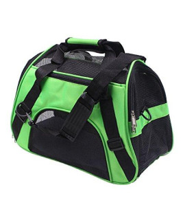 WOWOWMEOW Soft Sided Mesh Pet carrier Travel Tote Bag for Small Dogs cats and Rabbits (S green)