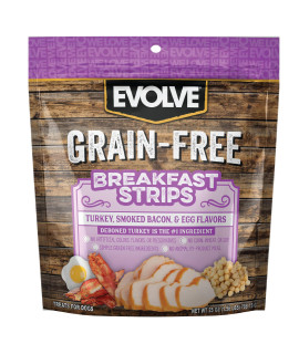 Evolve grain Free Turkey, Bacon and Egg Flavored Breakfast Strips Dog Treats, 25oz