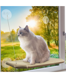 PETPAWJOY Cat Window Perch, Strong Suction Cups Easy Clean Safety Cat Hammock Window Seat for Large Fat Cat or Double Cats (Up to 50lbs)