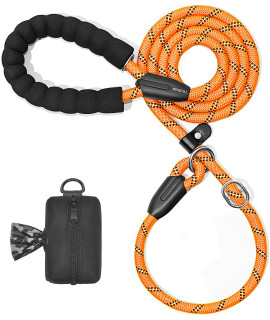 iYoShop 6 FT Durable Slip Lead Dog Leash with Zipper Pouch, Padded Handle and Highly Reflective Threads, Dog Training Leash, (MediumLarge, 18120 lbs, Orange)