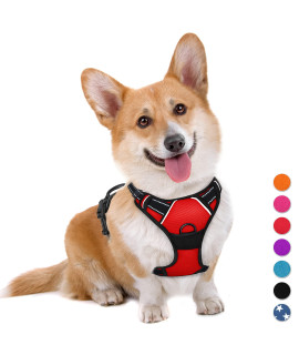 BARKBAY No Pull Dog Harness Large Step in Reflective Dog Harness with Front Clip and Easy Control Handle for Walking Training Running(Red,M)