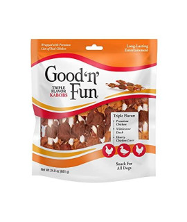 GoodNFun Triple Flavored Rawhide Kabobs For Dogs, 24 oz | 36 count (P-94187)