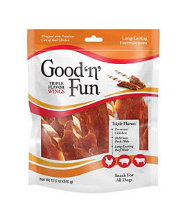 GoodNFun P-94130 Triple Flavor Wings Dog Chews, One Size, 12 oz