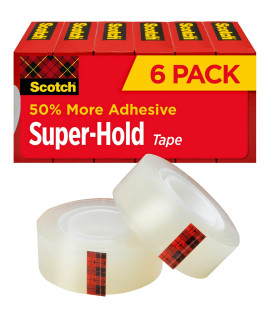 Scotch Super-Hold Tape, 6 Rolls, 50 More Adhesive, Trusted Favorite, 34 x 800 Inches, Boxed (700S6)