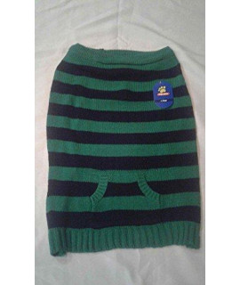 TOP PAW chunky Navy & green Stripe Dog SweaterX-Large