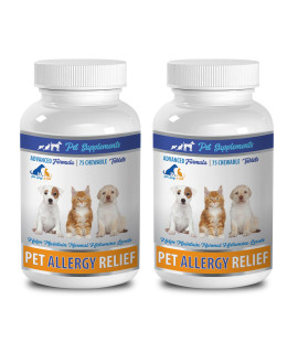 cat Allergies Food - PET Allergy Relief - for Dogs and cats - Advanced Formula - pet Turmeric - 2 Bottle (150 chews)
