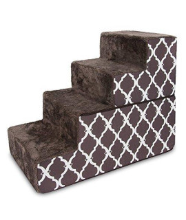 Foldable Pet StepsStairs with certiPUR-US certified Foam by Best Pet Supplies - Brown Lattice 4-Steps (H: 22) (ST245T-L)