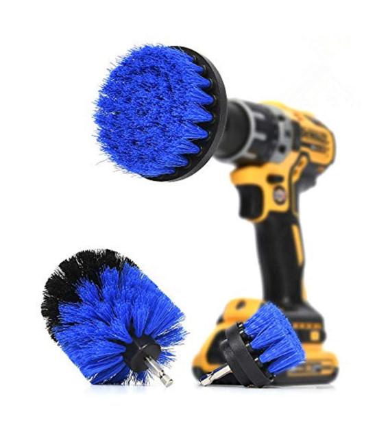 ORIgINAL Drill Brush 360 Attachments 3 pack kit -Blue All purpose cleaner Scrubbing Brushes for Bathroom surface, grout, Tile, Tub, Shower, Kitchen, Auto,Boat Fiberglass