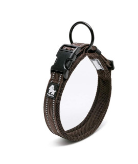chais choice - Premium Dog collar - Soft, Padded, Reflective Dog collar for Large, Medium, and Small Size Dogs - Matching Harness, and Leash Available (Small, chocolate)