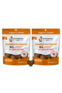 SHAMELESS PETS Soft Dog Treats - Natural, Healthy Dog Treats Made with Upcycled Ingredients & Zero Artificial Flavors, grain Free Dog Biscuits, Supports Digestion - Pumpkin Nut Par-Tay, Pack of 2