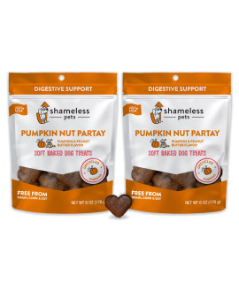 SHAMELESS PETS Soft Dog Treats - Natural, Healthy Dog Treats Made with Upcycled Ingredients & Zero Artificial Flavors, grain Free Dog Biscuits, Supports Digestion - Pumpkin Nut Par-Tay, Pack of 2