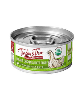Tender & True Organic Chicken & Liver Recipe Canned Cat Food, 5.5 oz, Case of 24