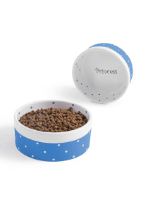 Ihoming cat Dog Bowl, cute ceramic Food or Water Bowl, 25 cups capacity, Indoors Bowl for Pets, Blue