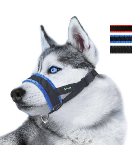 Nylon Dog Muzzle for Small,Medium,Large Dogs Prevent from Biting,Barking and chewing,Adjustable Loop(XXXLBlue)