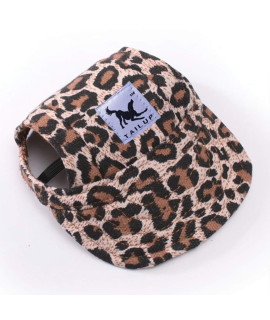 Leconpet Baseball Caps Hats With Neck Strap Adjustable Comfortable Ear Holes For Small Medium And Large Dogs In Outdoor Sun Protection (S, Leopard)