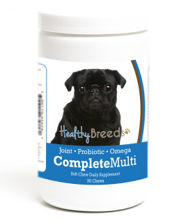 Healthy Breeds Pug All in One Multivitamin - complete with Probiotics, glucosamine, chondroitin Omegas - 90 Soft chewy Treats