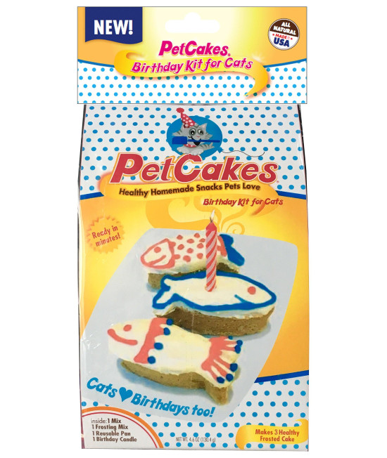 Petcakes cat Birthday cake Kit 859989002778 Diy Healthy Frosted 3 Small Fish Pet cake, 35 X 15 X 1