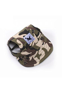 Leconpet Baseball Caps Hats With Neck Strap Adjustable Comfortable Ear Holes For Small Medium And Large Dogs In Outdoor Sun Protection (M, Camouflage)