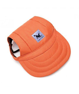 Leconpet Baseball Caps Hats With Neck Strap Adjustable Comfortable Ear Holes For Small Medium And Large Dogs In Outdoor Sun Protection (M, Orange)