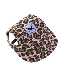 Leconpet Baseball Caps Hats With Neck Strap Adjustable Comfortable Ear Holes For Small Medium And Large Dogs In Outdoor Sun Protection (M, Leopard)