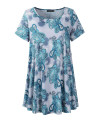 Veranee Womens Plus Size Swing Tunic Top Short Sleeve Floral Flare T-Shirt (Medium, 56-7)
