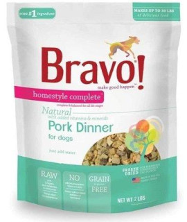 Bravo Homestyle complete Freeze-Dried Dog Dinners Pork 2 Pound Bag